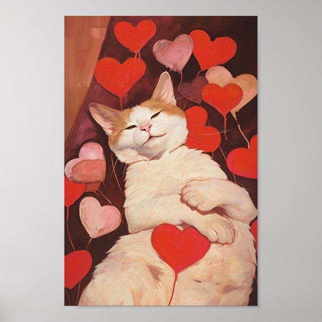 Lycklig Valentines Cat Poster (Framsidan)
