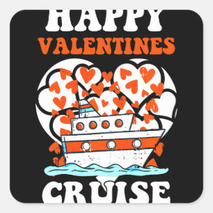 Lycklig Valentines Cruise Hearts Coola Cruising Fyrkantigt Klistermärke