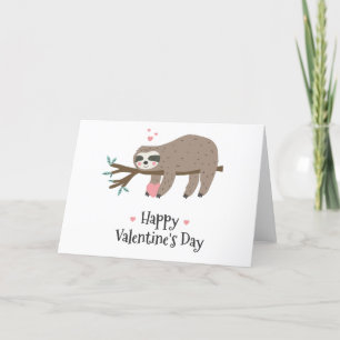Lycklig Valentines Day Sloth Helgkort