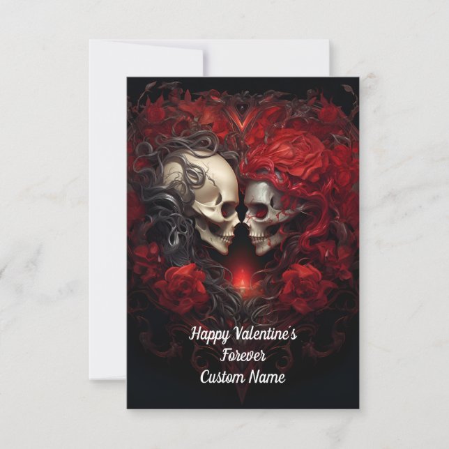 Lycklig Valentine's Forever, Skull Kärlek Tack Kort (Framsida)