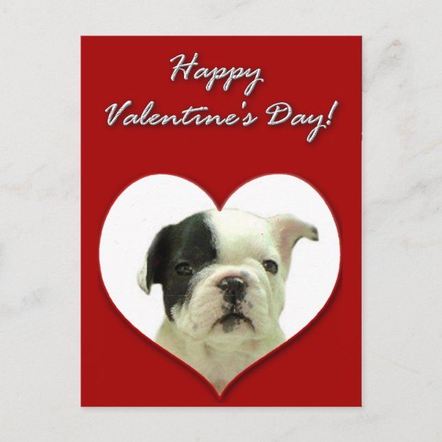 Lycklig Valentines Fransk Bulldog-dockans vykort (Framsida)