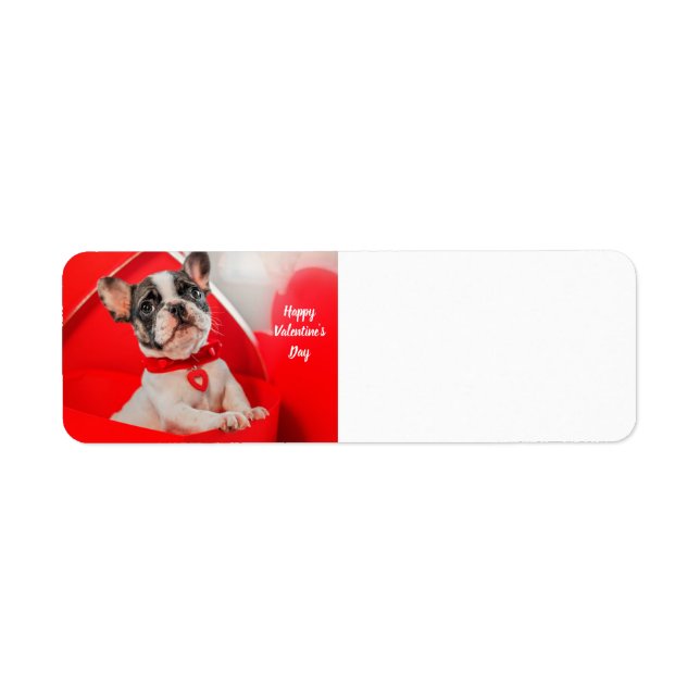 Lycklig Valentines Fransk Bulldog Returadress Etikett (Framsidan)