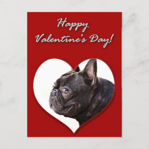 Lycklig Valentines Fransk Bulldog-vykort Helg Vykort