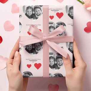 Lycklig Valentines hjärtfoto Rosa & Red Presentpapper