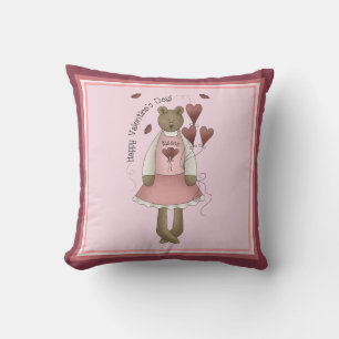 Lycklig Valentines Nalle Pillow Kudde