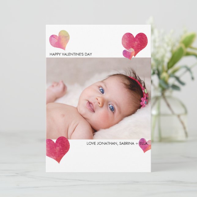 Lycklig Valentines vattenfärgsfoto Julkort (Stående Fram)