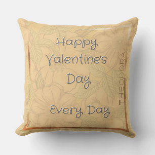 Lycklig Valentineser Delikat Blommigt Beige Guld T Kudde
