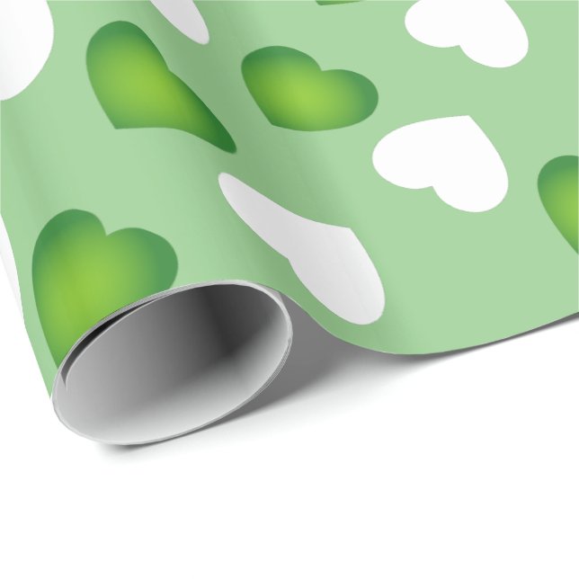 Lycklig Valentineser - Grönt och vita örter Mönste Presentpapper (Rullad Hörn)