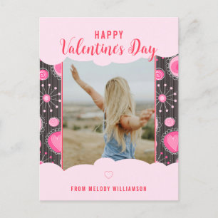 Lycklig Valentineser Vitmisk Rosa hjärtblomma Namn Helg Vykort