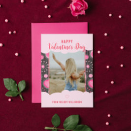 Lycklig Valentineser Vitmisk Rosa hjärtblomma Namn Julkort