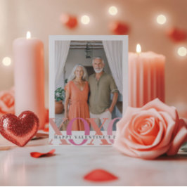 Lycklig Valentiness Modern Rosa Photo Julkort