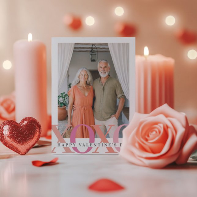 Lycklig Valentiness Modern Rosa Photo Julkort (Skapare uppladdad)