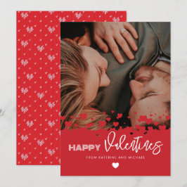 Lycklig Valentiness Photo Red Hearts par Family Julkort