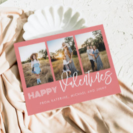 Lycklig Valentiness Rosa Photo Collage Family Card Julkort
