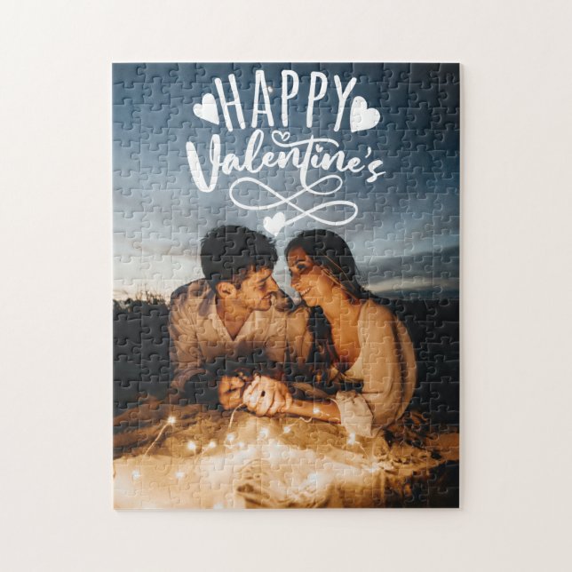 Lycklig Valentiness White Lettering Overlay Photo  Pussel (Vertikal)