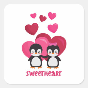 Lycklig-valentinets dag 2023 Mitt hjärtslag Fyrkantigt Klistermärke