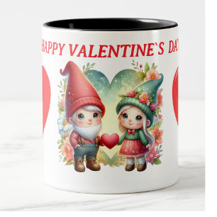 lycklig valentingnomfoto Två-Tonad mugg