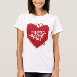 Lycklig valentinnadvit typografi Kvinnor T- Shirt T