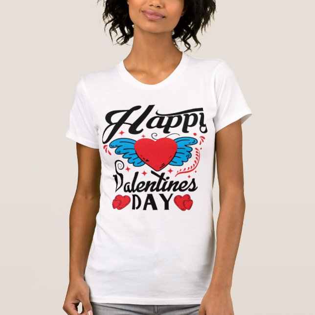 Lycklig Valentin's Day. T Shirt (Framsida)