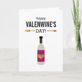 Lycklig Valenvindagen med Flaska i Vin Helgkort