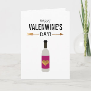 Lycklig Valenvindagen med Flaska i Vin Helgkort