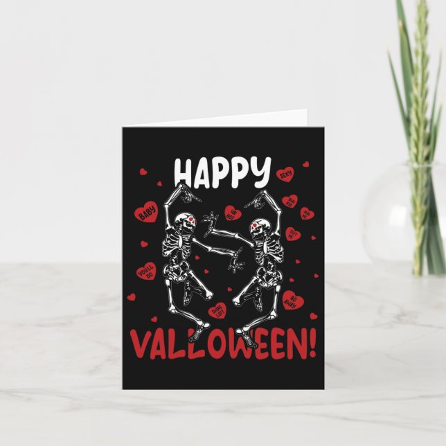 Lycklig Valloween Funny Dancing Skeleton Goth Vale Kort (Framsida)