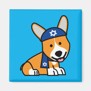 Lycklig valp för hund för Hanukkah judisk Magnet