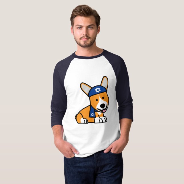 Lycklig valp för hund för Hanukkah judisk T Shirt (Hel framsida)