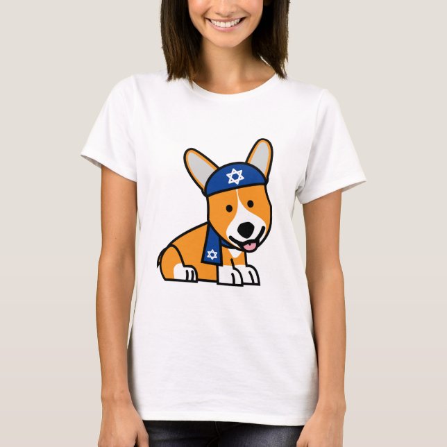 Lycklig valp för hund för Hanukkah judisk Tee Shirt (Framsida)