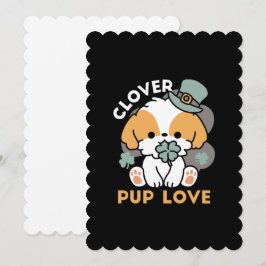 Lycklig Valp med Klöver – St. Patrick's Day Presen Inbjudningar