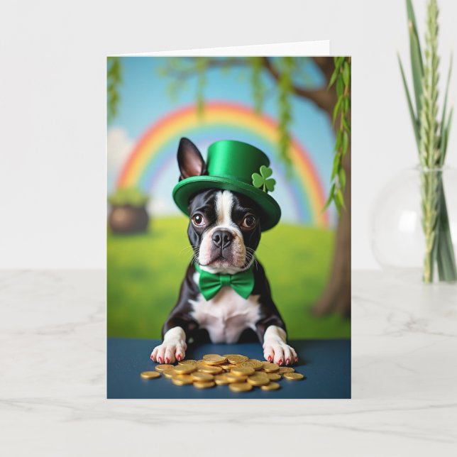 Lycklig Valp Shamrock-kort Kort (Framsida)
