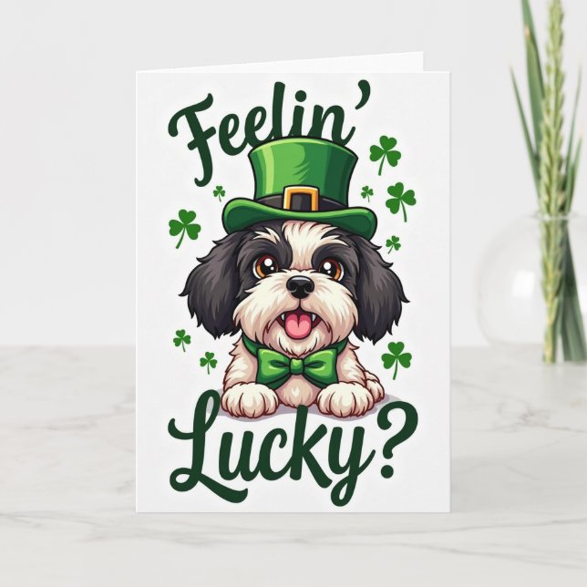 Lycklig Valp St Patricks Dag Kort (Framsida)