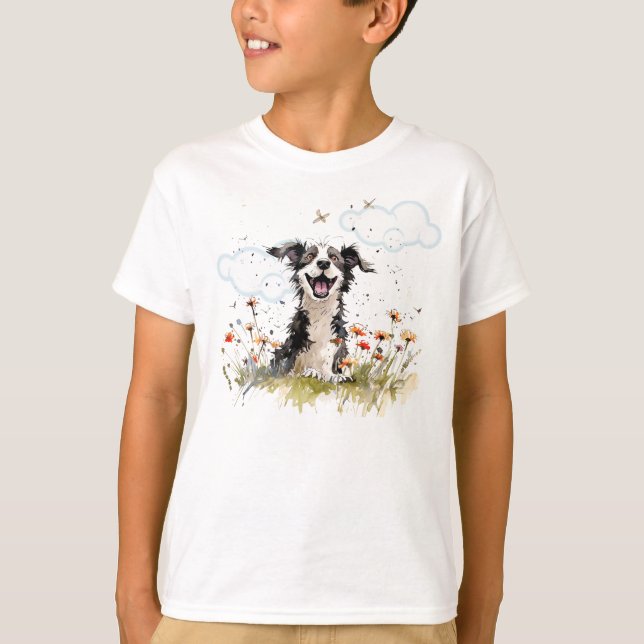Lycklig Valp T Shirt (Framsida)
