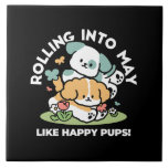 Lycklig valpar som rullar in i maj - Kawaii Hund A Kakelplatta<br><div class="desc">Välkomna May med en glatt tumlare! Den här söta designen har två valpar i lycklig som rullar i en vår-skugga, omgiven av blommor, med det lekande citatet "Rolling In to May like Lycklig Valps!" mot en djärv bakgrund av mörken. Perfekt för hundälskare, vår-entusiaster och kawaii fläkt som vill fira säsongen...</div>