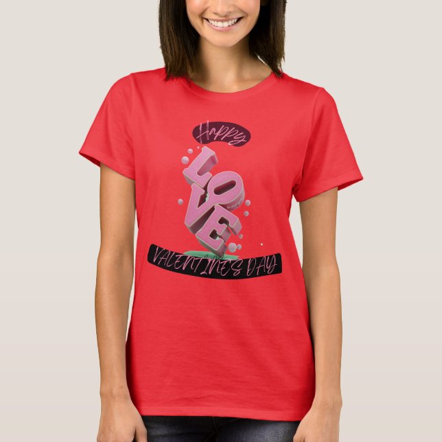 Lycklig Vanlentines DAy T-Shirt (Framsida)