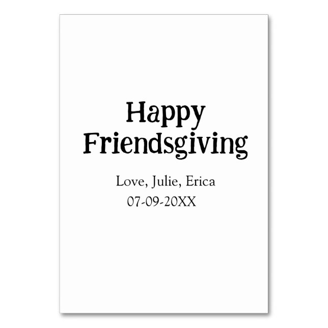 Lycklig-vänner lägga till namn med kärlek-datum en bordsnummer (Framsidan)