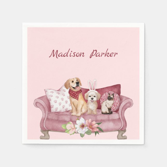 Lycklig vänner på soffan pappersservett (Framsidan)