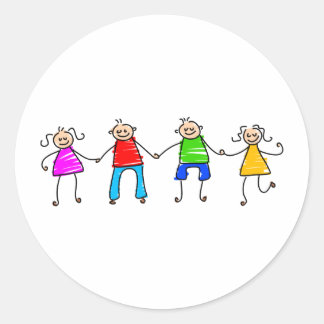 Lycklig vänner runt klistermärke