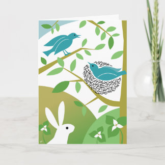 Lycklig Vår Birds- och Bunny Greeting Card Kort