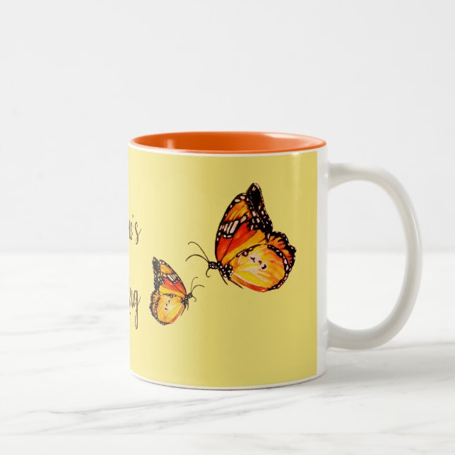 Lycklig Vår Butterflies Coffee Mugg (Höger)
