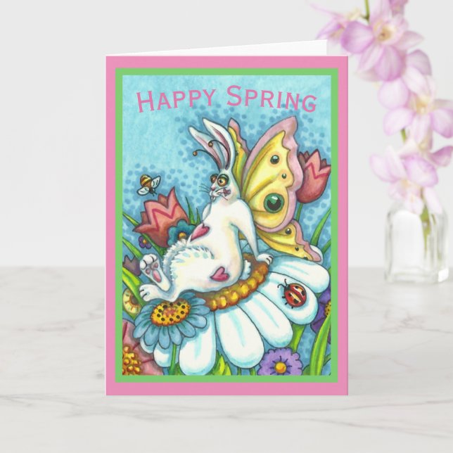 LYCKLIG VÅR FLUTTERBUN RABBIT, BUNNY Blank Kort (Orkide)
