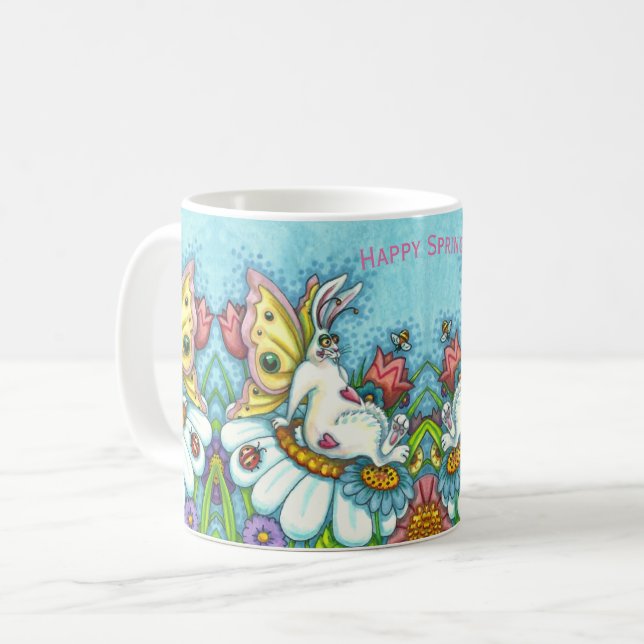 LYCKLIG VÅR FLUTTERBUN RABBIT, BUNNY Repeat Kaffemugg (Framsida vänster)