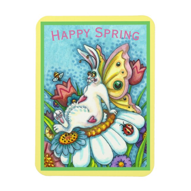 LYCKLIG VÅR FLUTTERBUN RABBIT, FUNNY BUNNY FAIRY MAGNET (Vertikal)