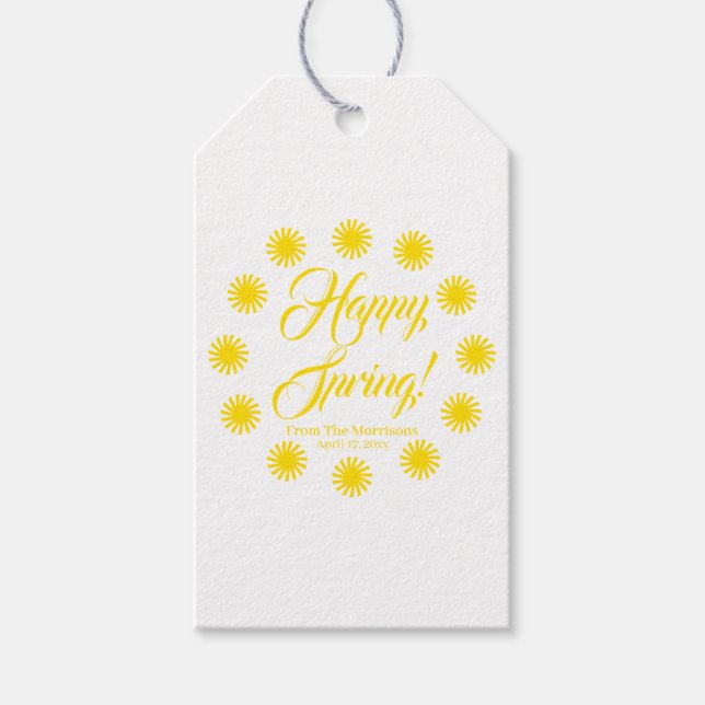 Lycklig Vår gult sol gräns anpassningsbar vid , he Presentetikett (Framsidan)