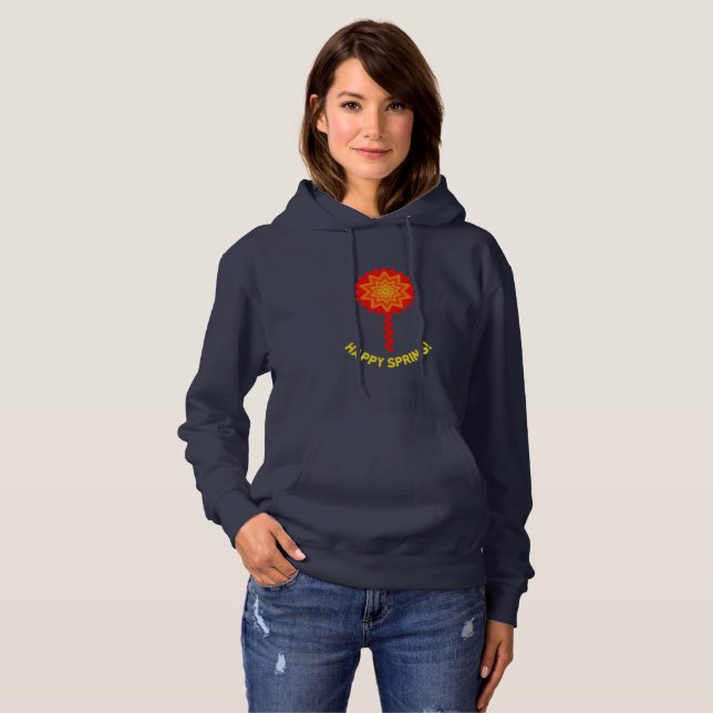 Lycklig Vår Kvinnors hoodie T Shirt (Hel framsida)
