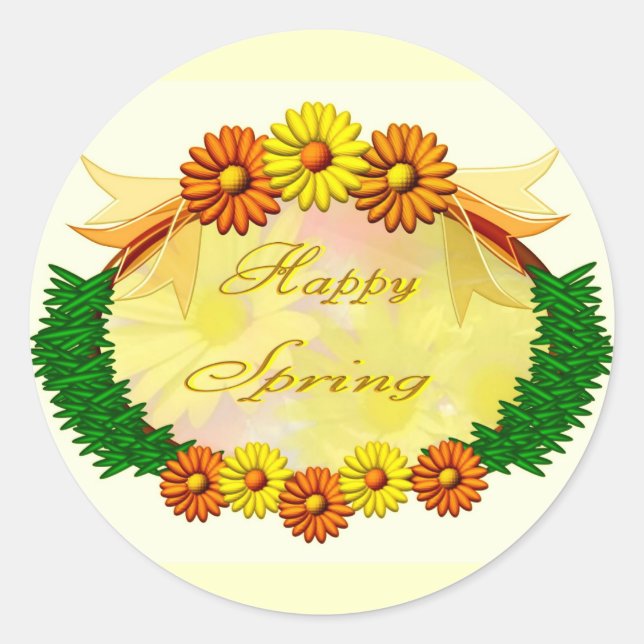 Lycklig Vår Runt Klistermärke (Framsida)
