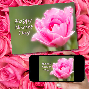 Lycklig vårdar dagsingelrosa ros kort