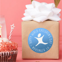 Lycklig, världens barndag, blått Glitter