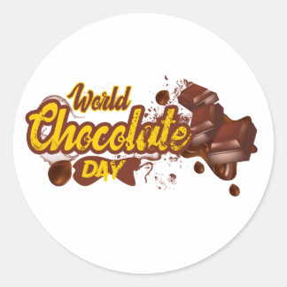 Lycklig, världens chokladdag runt klistermärke
