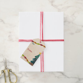 Lycklig-vattenfärgsjulen till från presentetikett